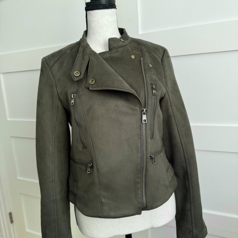 BANANA REPUBLIC faux suede moto jacket - S